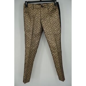 Mr Turk Clyde Slim Trouser Pants Gold Metallic Satin Tuxedo Mens 29x30 Jacquard